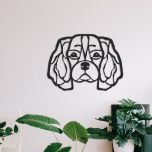 Metalowa dekoracja ścienna głowy cavalier king charles spaniela